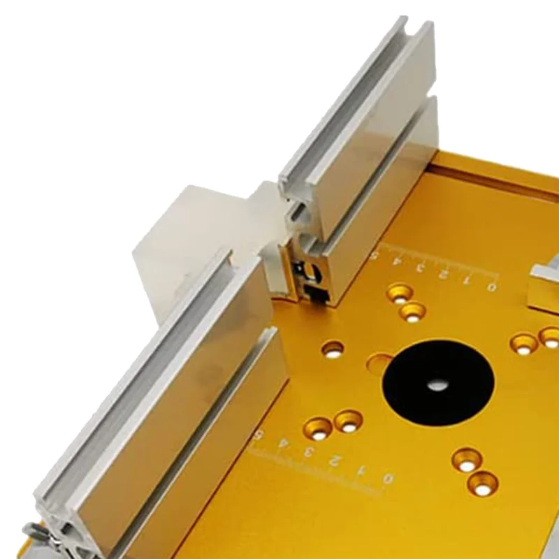 

Router Table Insert Plate Wood Milling Flip Board Trimming Machine Auxiliary Tool With Miter Gauge,Gold