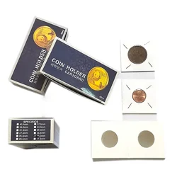 Caixa De Papel Quadrado Papelão, Porta-moedas, Tampa Do Suporte Do Selo, Álbum Livro De Coleção, Caixa De Armazenamento Flip, 17.5-40mm, 1 Caixa