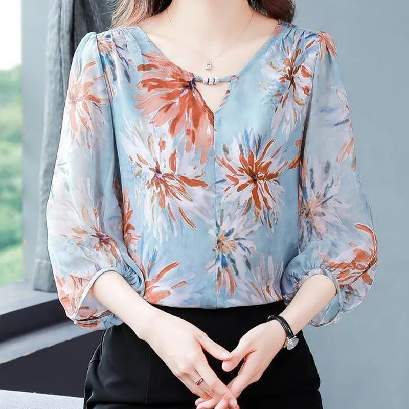 O-neck Half Sleeve Printing Women\'s Clothing 2023 Korean Fashion Summer Thin Casual Loose Hollow Out Pleated Pullovers T-Shirts