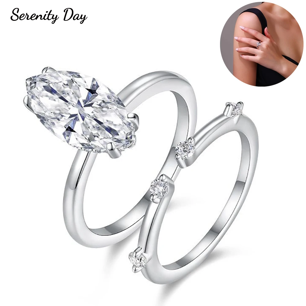 

Serenity 3ct Маркиза D Цвет Муассанит Набор колец для женщин Свадебные кольца из 100% стерлингового серебра S925 с покрытием 18K
