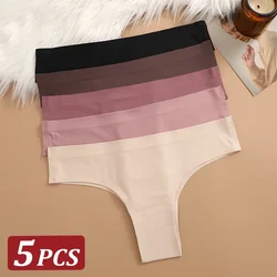 5Pcs Sexy Seamless Brazilian Panties for Women Thong Female Low Waist Solid Color Briefs Comfortable Invisible G-string Panty