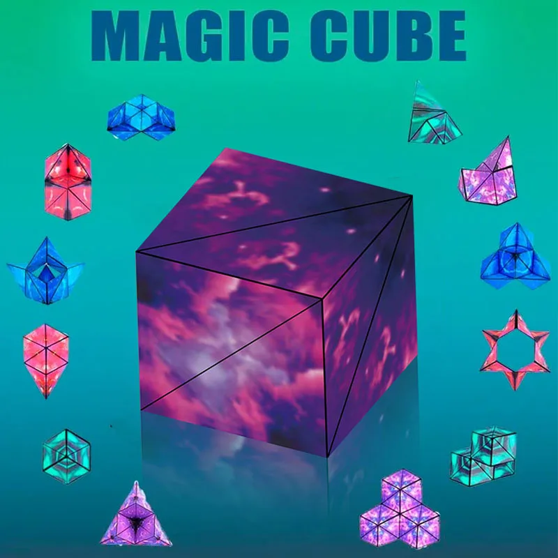Wandelbarer magnetischer Zauberwürfel, 3D-Puzzle, STEM-Lernbauspielzeug für Kinder im Alter von 3–12 Jahren, kreative Lernaktivität