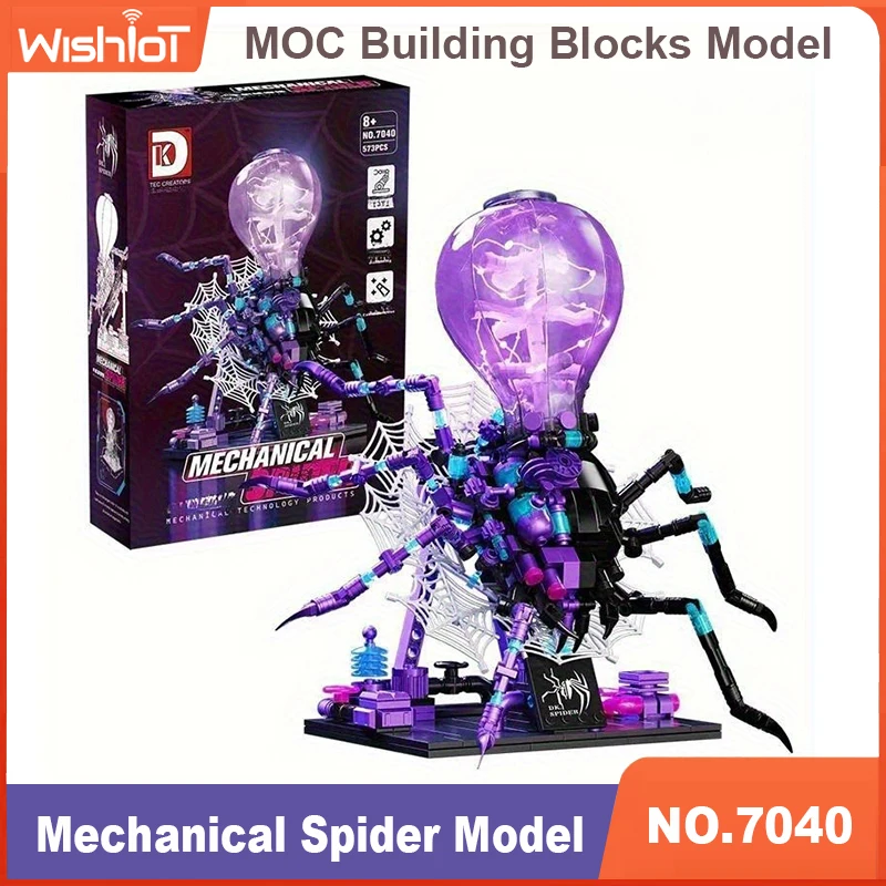 

573PCS Mechanical Spider Model Set Collection Building Toys with LED Light Home Decor Insect Building Blocks Kits Gifts for Kids