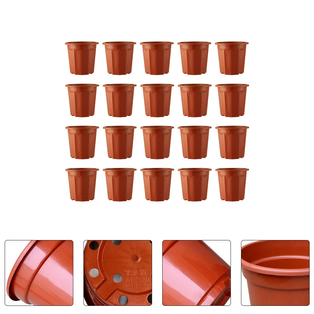 

20Pcs Plastic Plant Pots Sturdy Round Flowerpot Indoor Outdoor Planter Base Pot for Home Garden Office Flowerpot