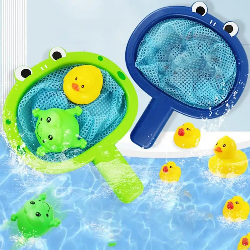 Fishing Bath Toy Cute Animal Bath Toys With Fishing Net 3 Ducks/Frogs Fun Bathroom Pool Accessory Bathroom Toys Kids Fishing Pla