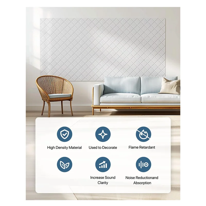 

Dropship-12Pack Acoustic Panels With Self-Adhesive, 12X12x0.4In Sound Proof Foam Panels, Sound Absorbing Tile For Walls