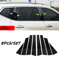 8Pcs Gloss Black Pillar Posts Cover Fit For Nissan X-Trail Rogue T32 2014-2020 Door Window Moulding Trim Sitcker Accessories