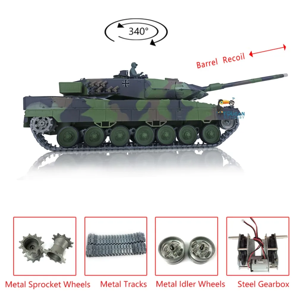 Cadeaux Heng Long 1/16 RC Tank 7.0 mis à niveau en métal allemand Leopard2A6 RTR 3889 baril recul radiocommandé véhicule Panzer TH17580