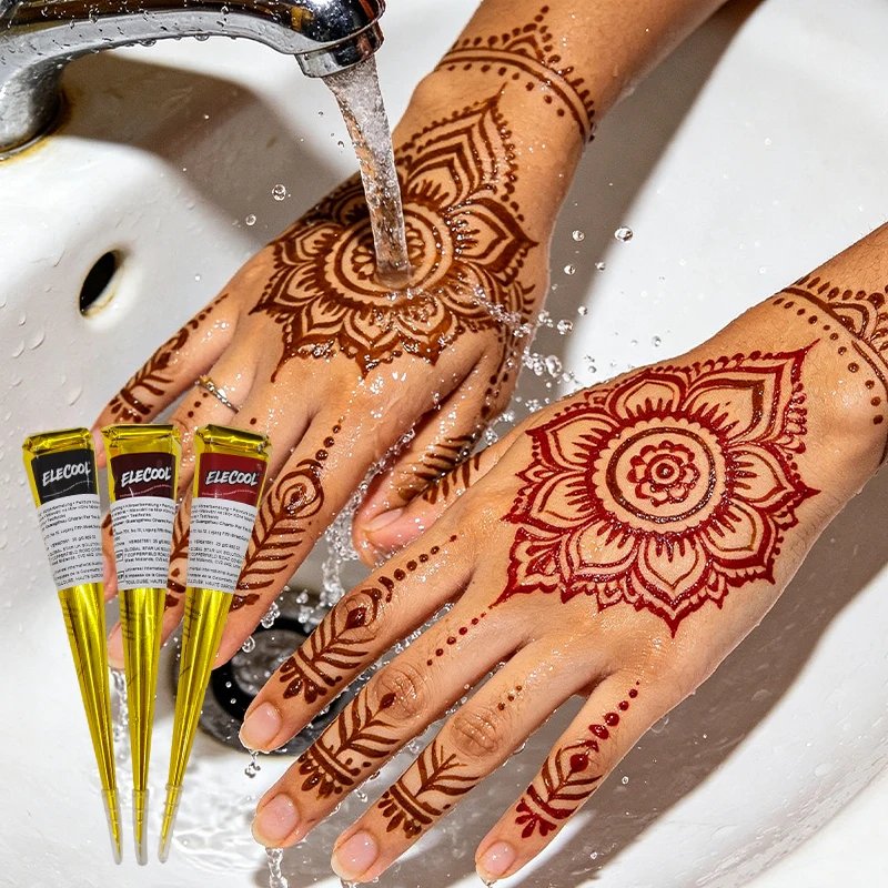 Natural Temporary Flash Tattoo Paste Black Henna For DIY Tattoo Sticker Body Paint Tattoo Cream Indian Wedding Henna Tattoo Past view 5