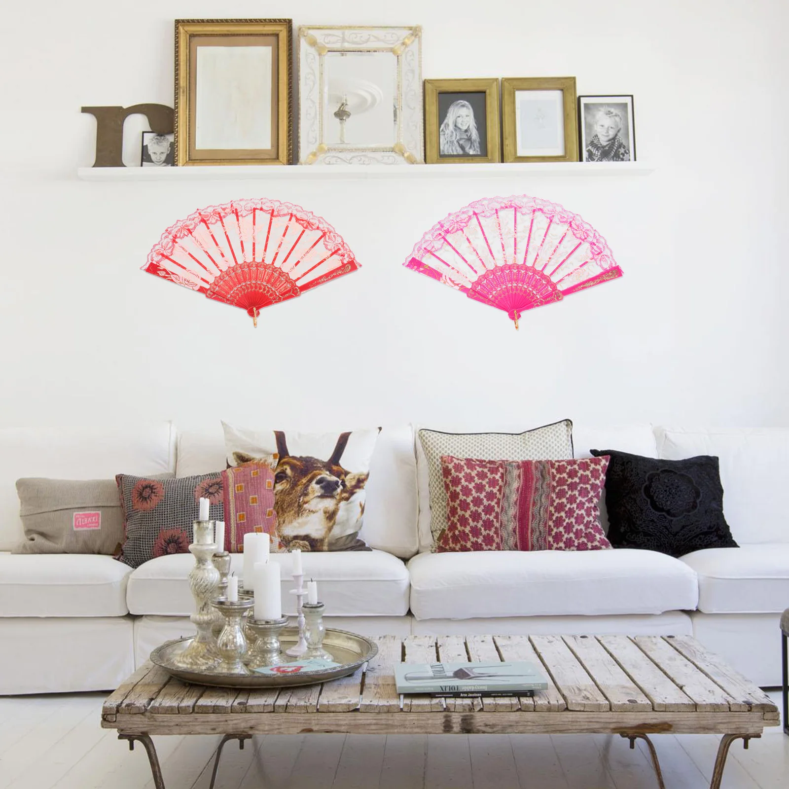 

2Pcs Beautiful Rose Lace Folding Fan Smooth Foldable Handheld Fan for Women Outdoor Indoor Use Summer Wall