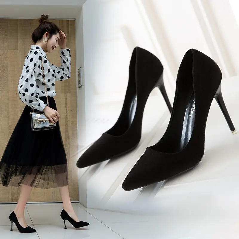 Women Shoes 2023 New Women Pumps Suede High Heels Shoes Fashion Office Shoes Stiletto Party Shoes Female Comfort Women Heels