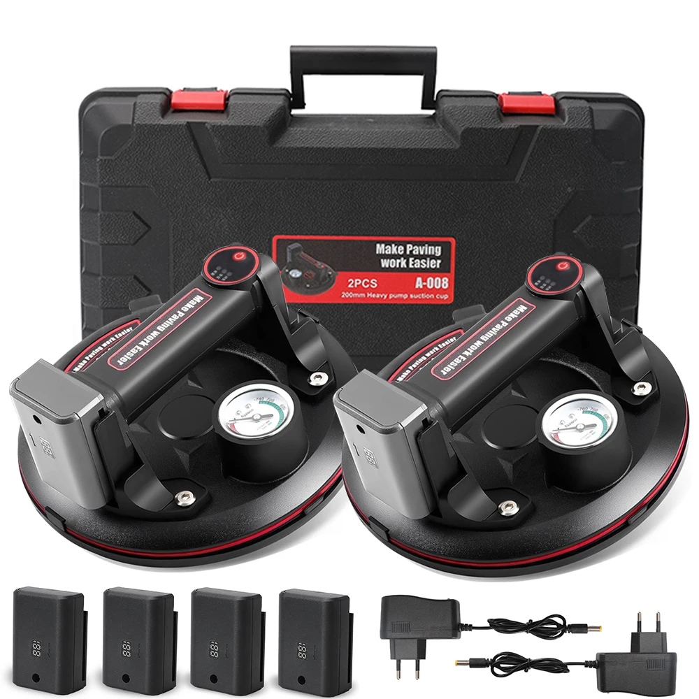 Ventouse sous vide électrique de 8 pouces, 200KG, valise portable, ventouses en verre industrielles pour le levage des fenêtres, des carreaux et des meubles