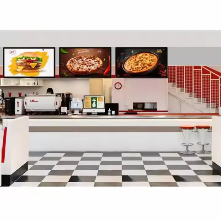 32-Inch Digital Menu Board Electronic Hanging Signage With Tempered Glass Screen For Restaurant & Coffee Shop Advertising