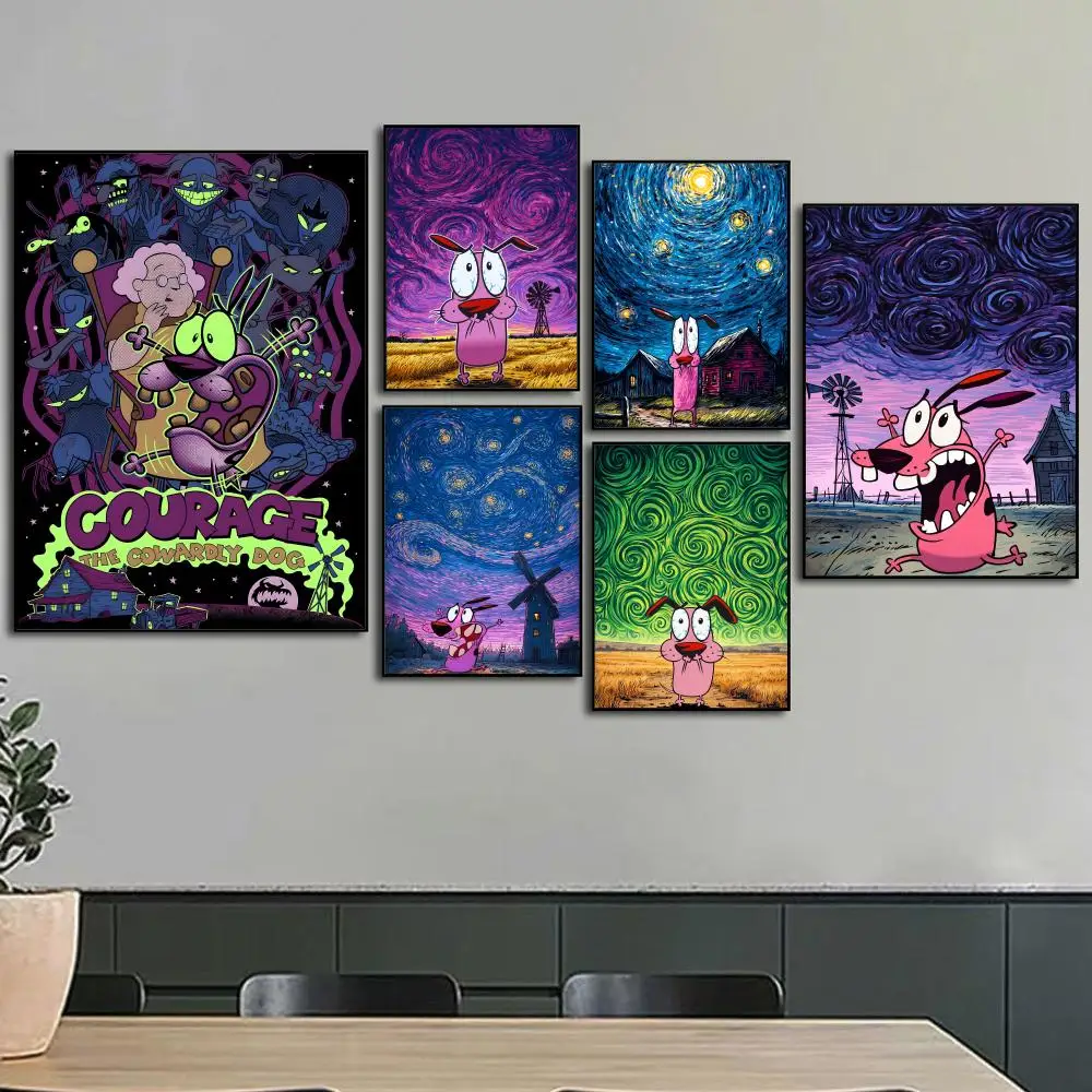 Affiche murale de dessin animé C-Courage, le chien C-Courageux, peinture artistique pour l'étude, la maison, le salon, décoration, tableau