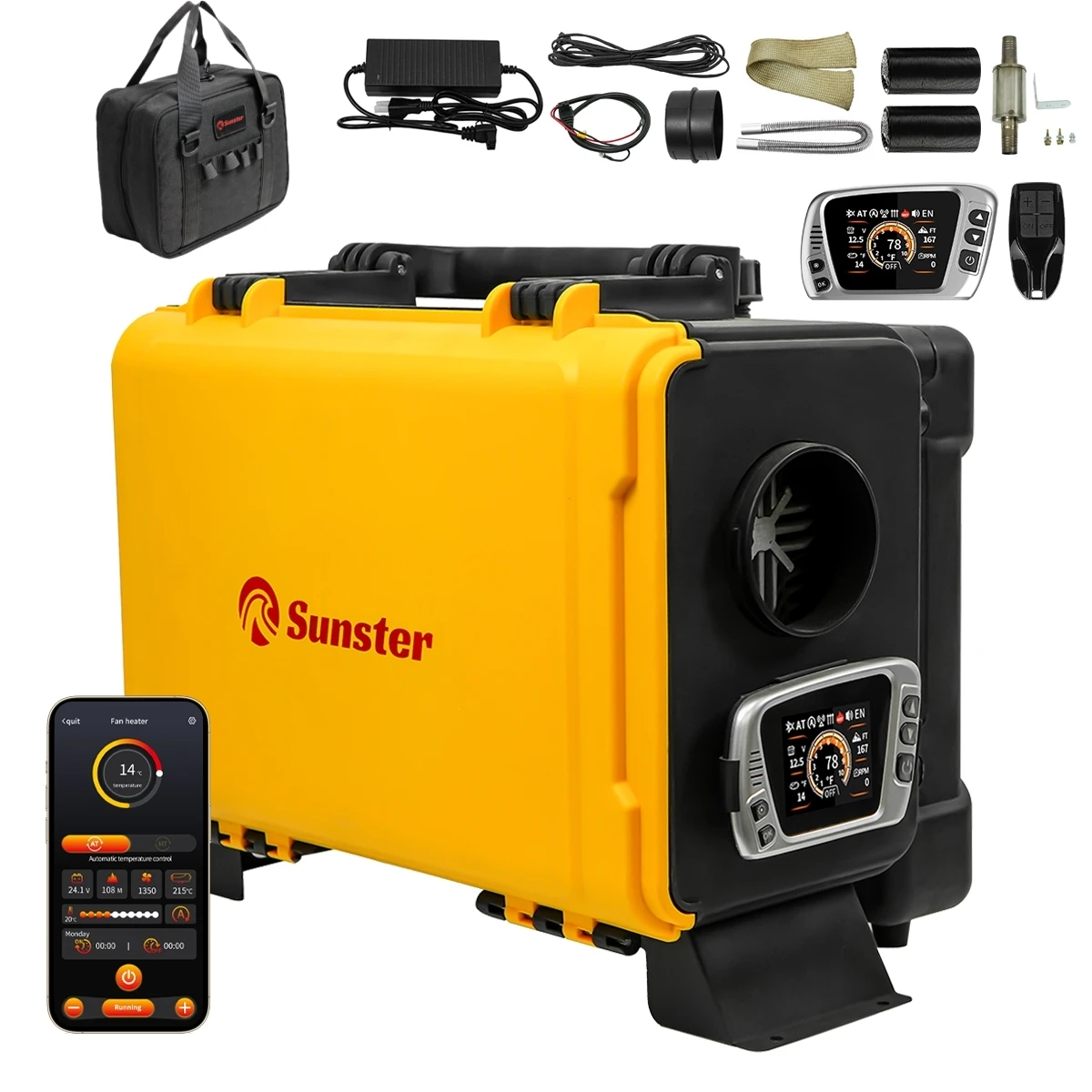 

8KW Toolbox Diesel Air Heater 12V/220V Parking Heater With Ventilation,Thermostat,Bluetooth APP For Home Vehicle RV Garage Truck