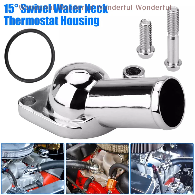 

Water Neck Thermostat Housing 15 Degree for Chevy SBC BBC Small Big Block 265 283 305 327 350 383 396 400 427 454 472 502