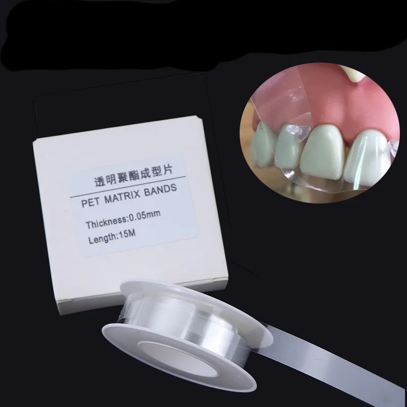 Dental Polyester Mataix Bands 0.05MM Transparent Contoured Matrices PTFE Raw Material Belt