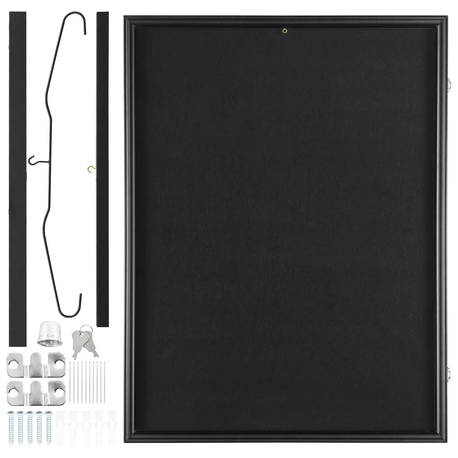 Large Lockable Sports Jersey Display Shadow Box 24 x 32 x 1.5 Inch UV Protective Clear Panel with Hangers for baseball Basketball Football Hockey Uniform and Shirt Black