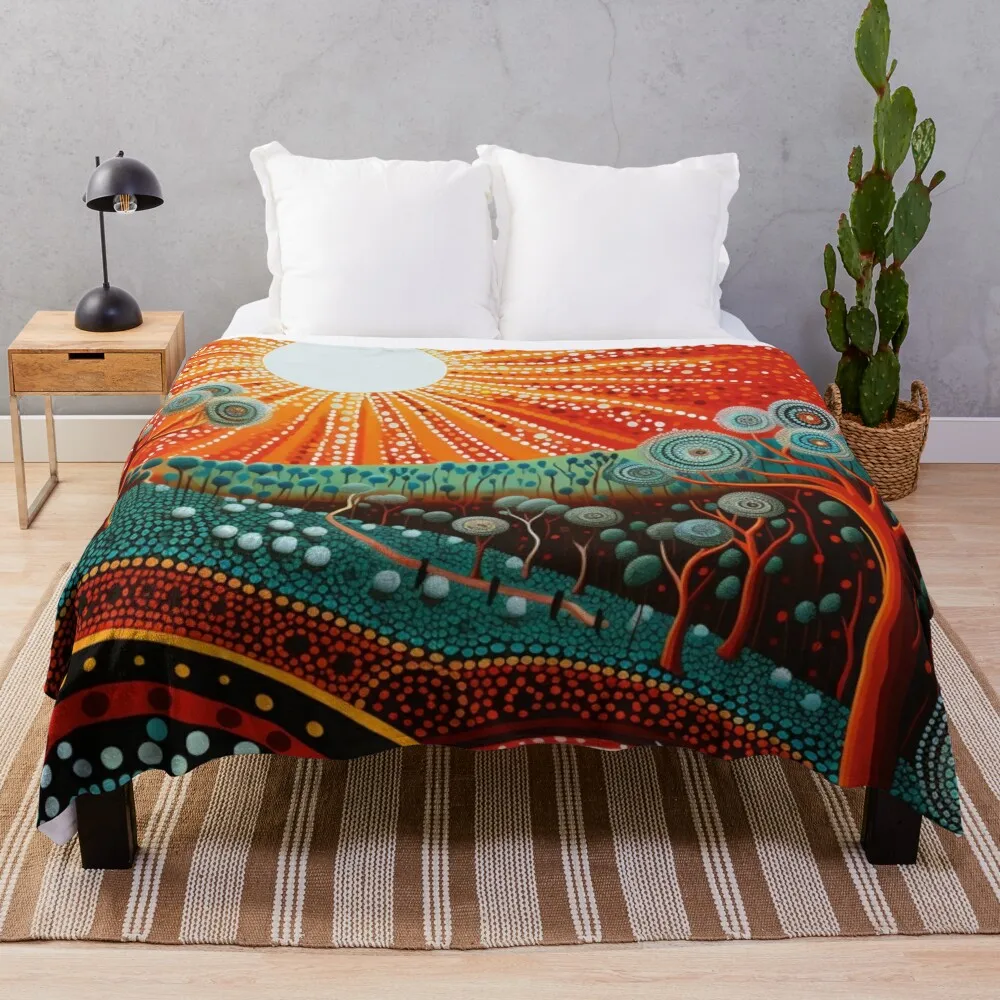 

Aboriginal Authentic Art - Sunrays Throw Blanket Giant Sofa halloween Sleeping Bag Sofa Quilt Blankets