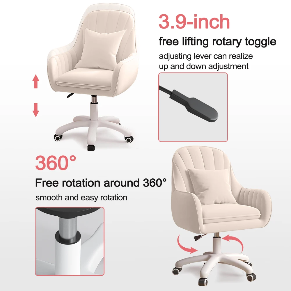 Home Office Chair Computer Chair with Mid-Back Upholstered Modern Tufted Computer Task Chair Swivel Height Adjustable Velvet