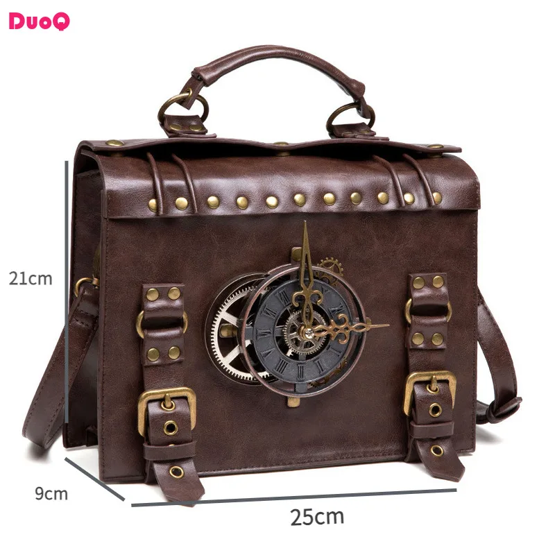 

2024 New European and American Steampunk Industrial Women's Diagonal Straddle Bag Gothic Retro Style One Shoulder Phone Bag