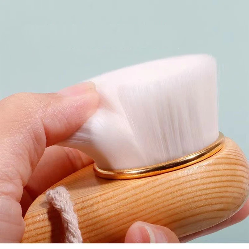 1pc Ultra Soft Bristled Wooden Handle Cleansing Brush Manual Facial Clean Pore Cleansing Face Washing Brush Tool