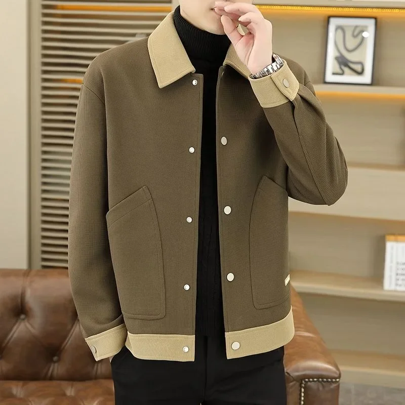 

Большой размер 100,00 кг, трендовая верхняя одежда, осень-зима, элитное мужское пальто с цветными лацканами, мужская повседневная свободная короткая куртка