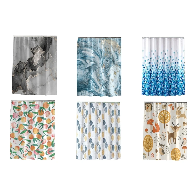 

Shower Curtain Digital Printed Bathtub Curtain With Hooks Bathroom Decoration Elegant Bath Curtain