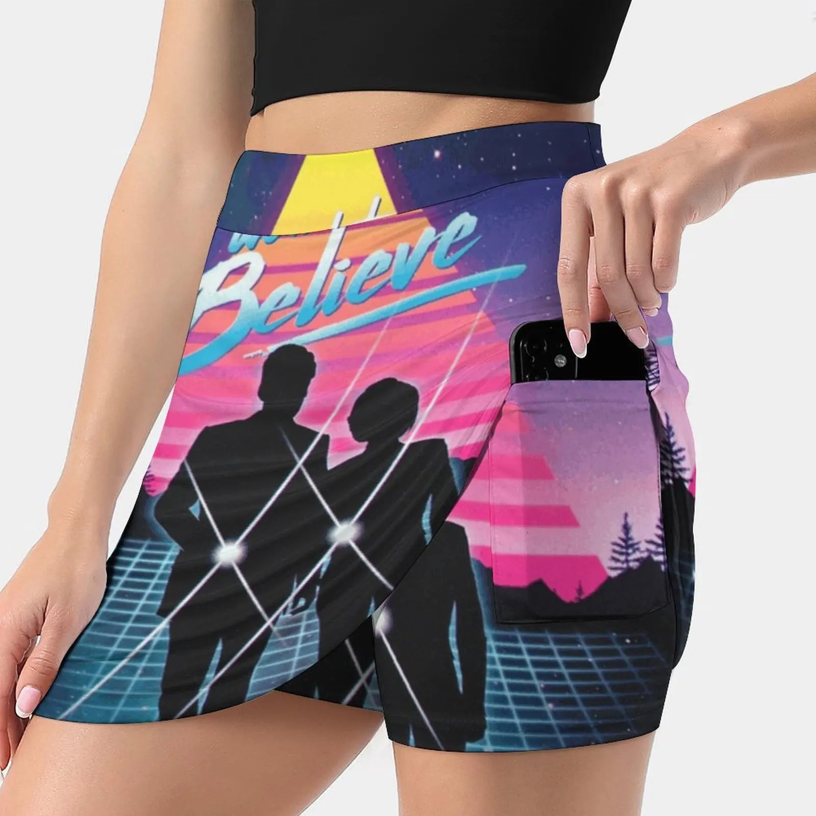 I Want To Believe Women's skirt With Pocket Vintage Skirt Printing A Line Skirts Summer Clothes X Files Xfiles Mulder Scully