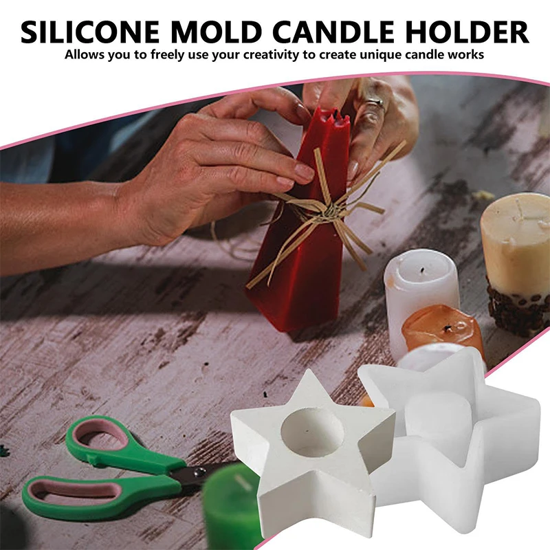 Silicone Mold DIY Candle Holder Heart Round Candlestick Holder Casting Mould Concrete Resin Making Gift Home Festival Ornament