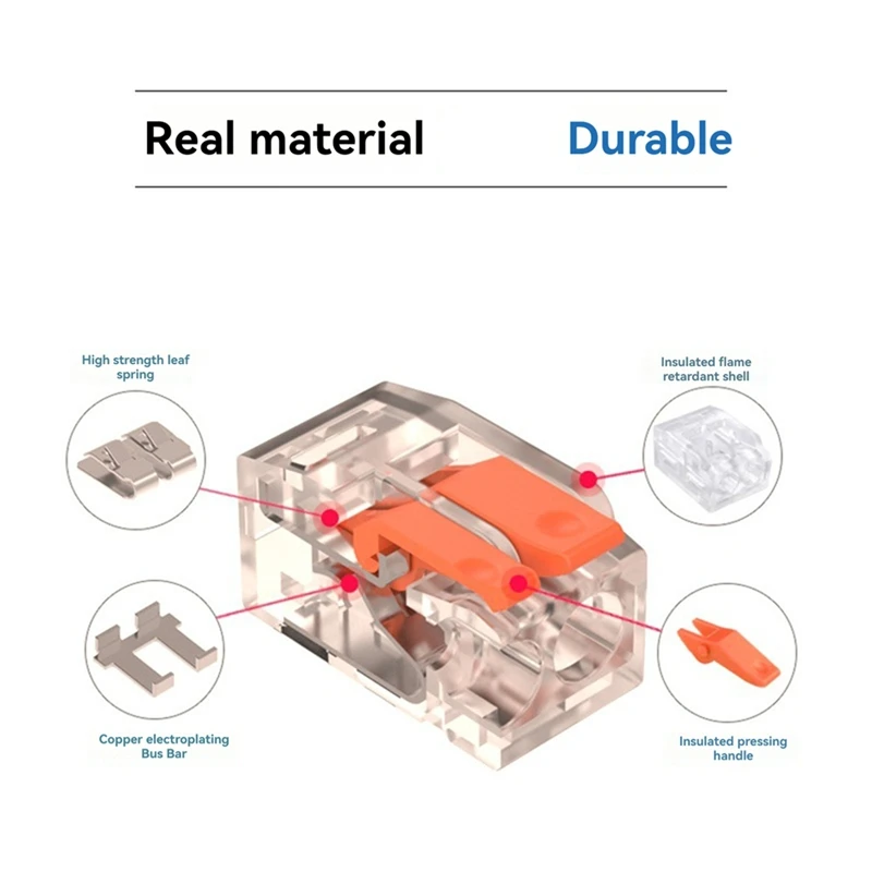 Caja de 75 Uds. De conectores de Cable de palanca eléctrica, Mini conector de Terminal de Cable rápido, abrazadera de Cable eléctrico de 2 puertos, 3 puertos y 5 puertos