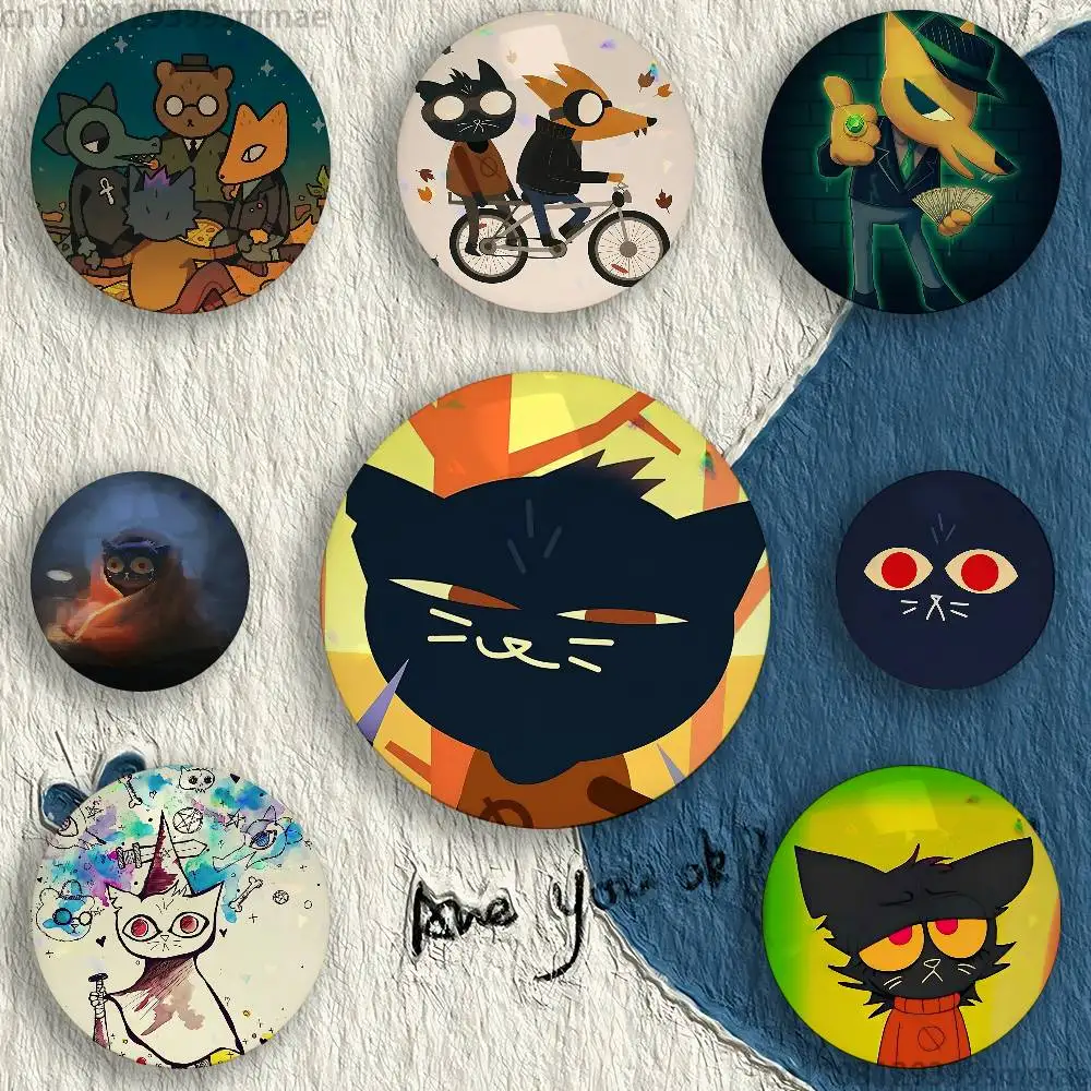 

N-Night In The Woods Cartoon Badge Stage Brooches on Backpack Clothes Handmade Round Enamel Pins for Jewelry Gift Bag Accessory