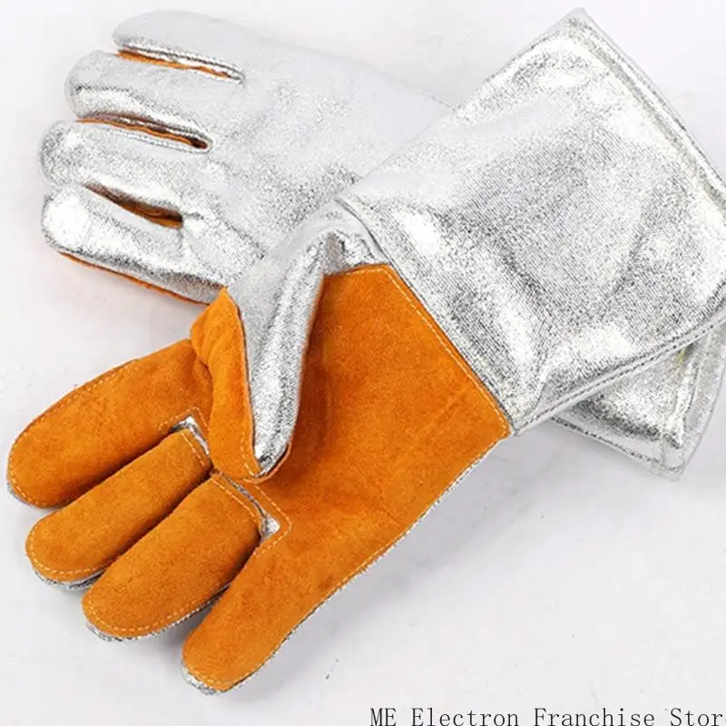 High Temperature Leather Safety Work Gloves Heat Resistant Glove Thickend Thermal Insulating Gloves for Welding Baking