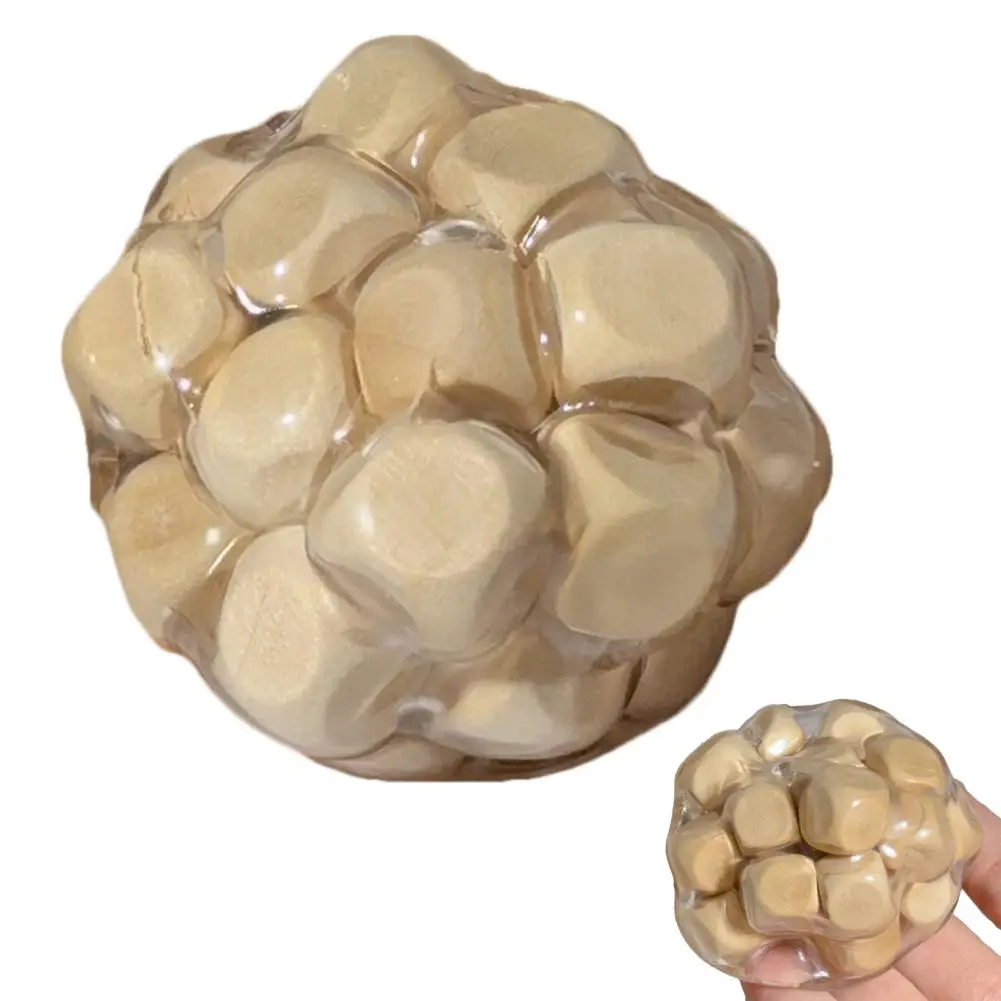 Stress Relief Ball Wooden Block Stress Ball Cube Anxiety Relief Squeeze Toy Portable Textured Fidget Ball for Travel Stress