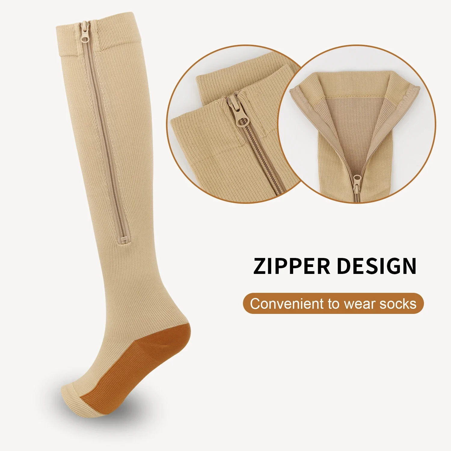 Sports compression zip socks, long leg stretch socks, new toe compression socks utdoor long leg stretch socks