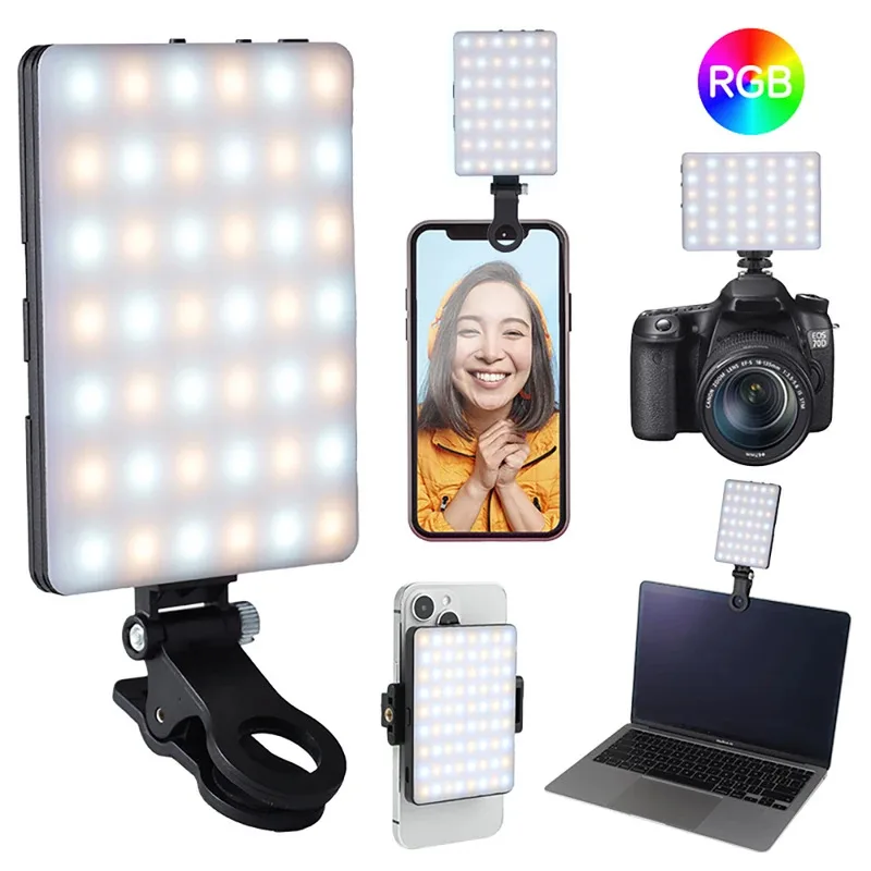 

Fill Light RGB LED Straight Pocket Video Photography Lighting Pocket Live Vlog Clip for Phone iPhone iPad Laptop Camera