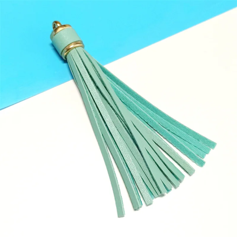 5-10Pcs Metal Ring Faux Leather Tassel Pendants DIY Keychain Jewelry Card Bag Crafts Decor Curtain Phone Fringe Trim Accessories