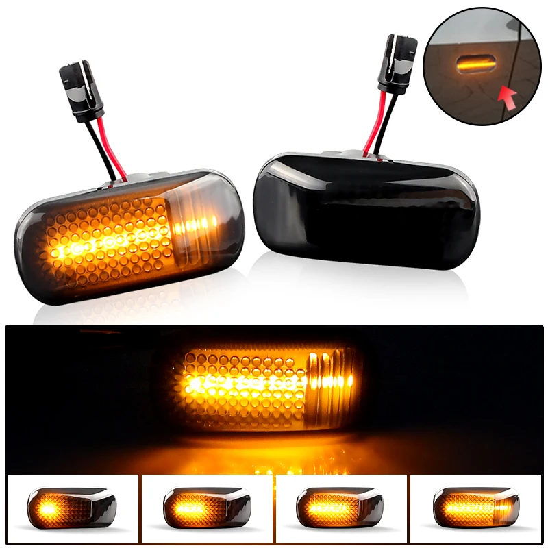 2Pcs Dynamic LED Side Marker Lights 12V Flowing Turn Signal Light Side Repeater Lamp Blinker for Honda Civic Accord Integra