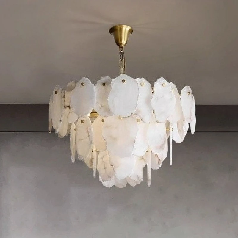 

modern Spanish Marble Chandelier Lights for Foyer Living Room Villa Duplex Home Decor brass copper suspention Light Fixture