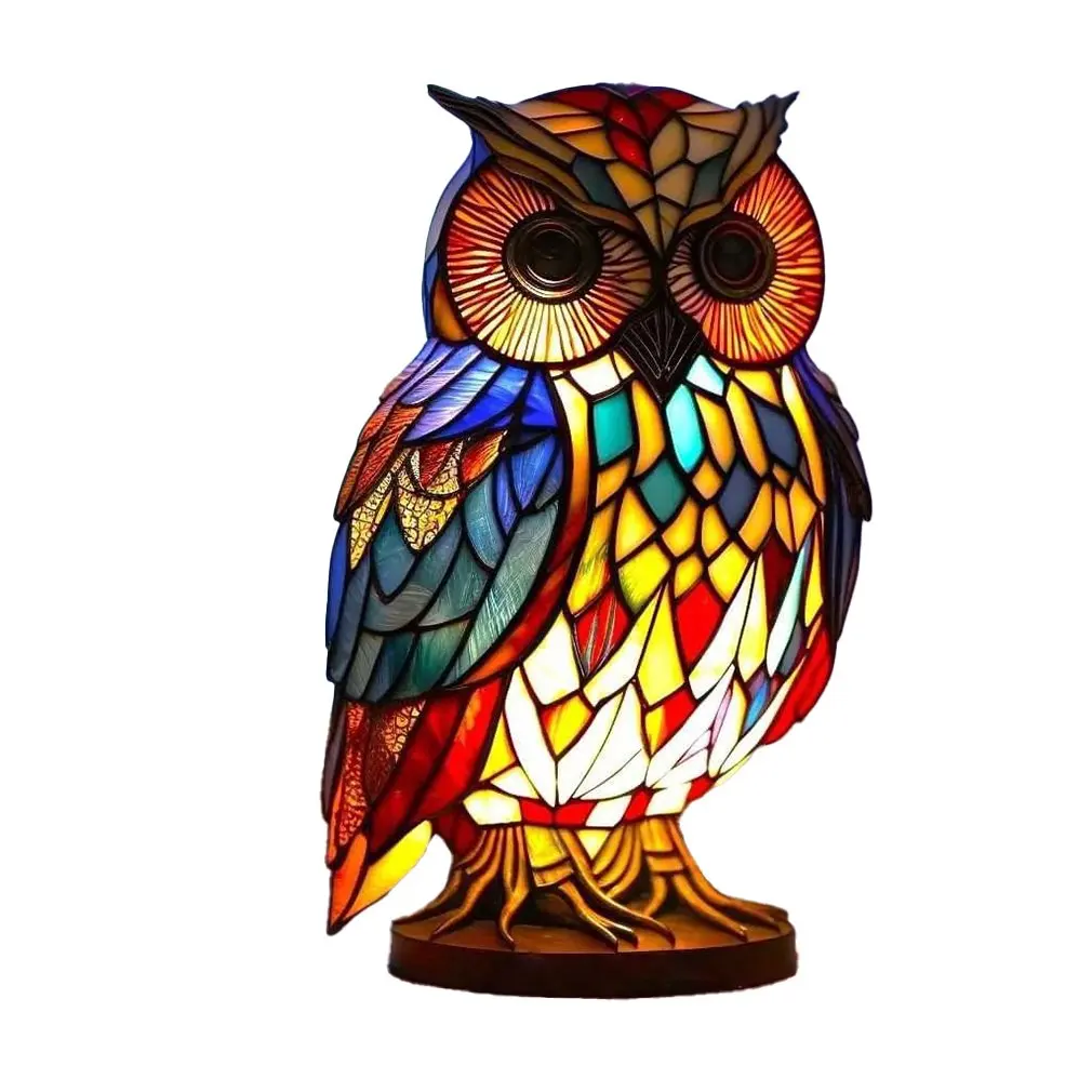 New Vintage Animal Series Desk Lamp Stained Resin Night Light Colorful Cat Elephant Owl Horse Bedside Lamp Home Decoration Gift