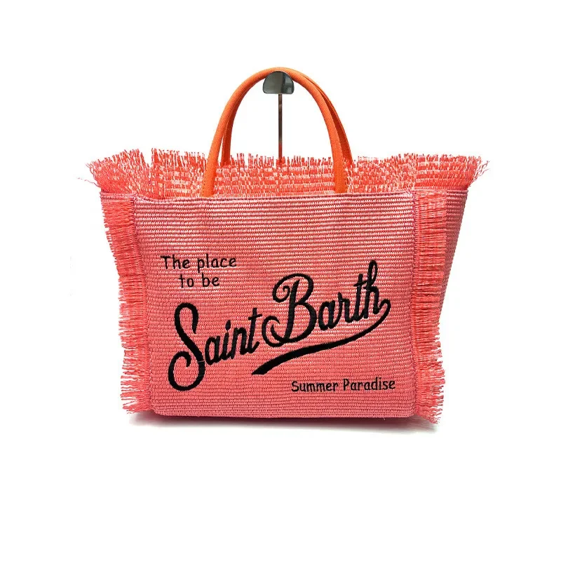 Saint Barth Striped Handmade Tassel Handbag Light Luxury New Women's Large Capacity Fashion Comfortable Casual Travel Canvas Bag