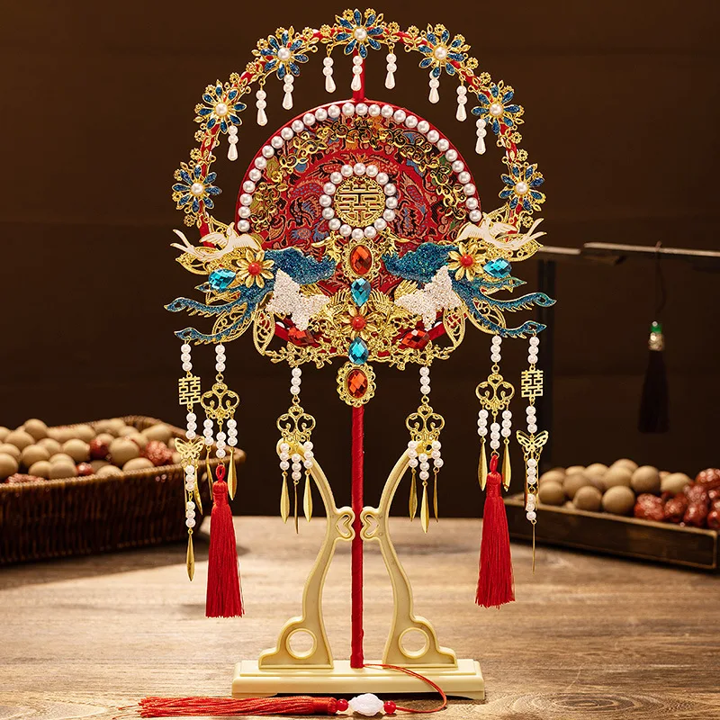 Chinese Wedding Ming-Style Bridal Xiuhe Wedding Fan, Handmade Wedding Fan