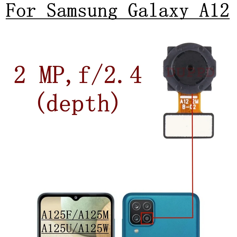 Rear Front Camera For Samsung Galaxy A12 A125 Selfie Facing Backside Frontal Back Camera Module Flex Repair Spare Parts