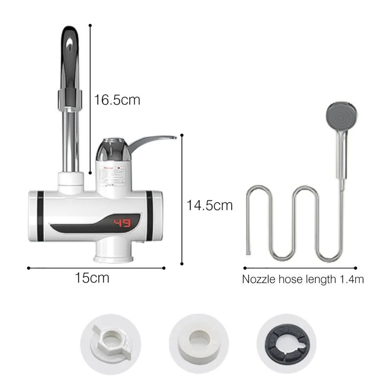 Imagem -03 - Instantâneo Tankless Elétrico Aquecedor de Água Quente Torneira da Cozinha Aquecimento Instantâneo Tankless Aquecedor de Água Fria do Banheiro 3000w