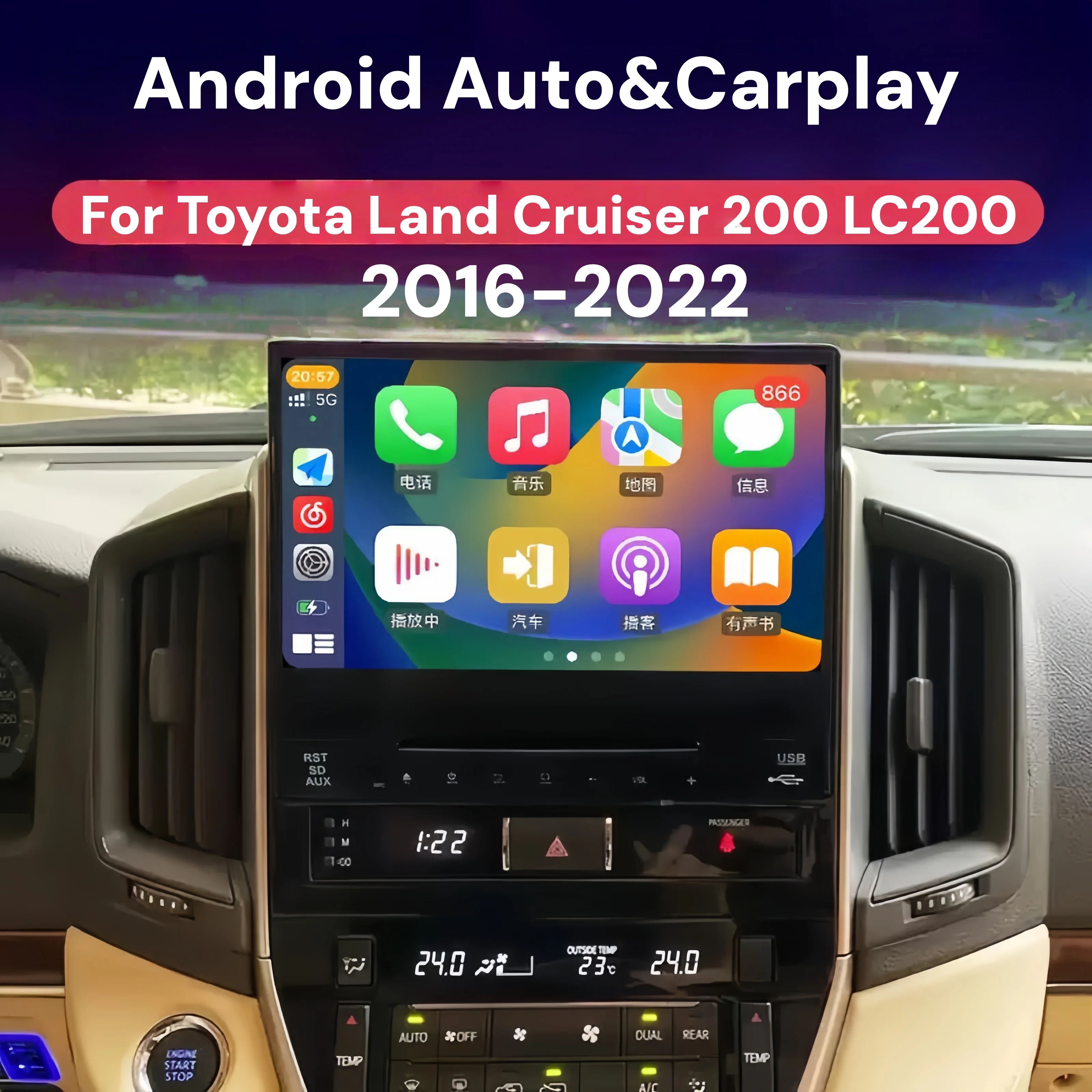 

10.1 Inch Android 13 Car Radio CarPlay For Cruiser LC200 Touch Screen Multimedia Player GPS Navigation Head Unit Car Accessories