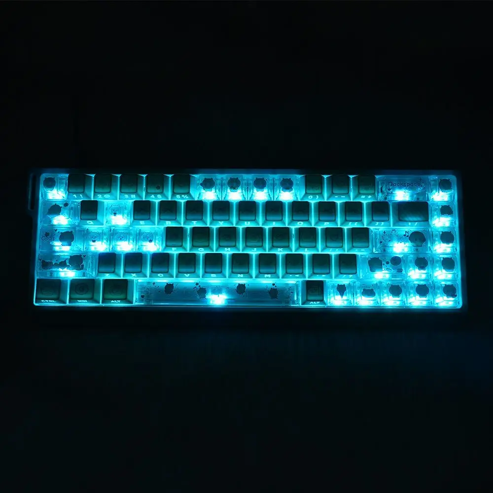 73 Keys Self-deprecating Bear Keycaps Side Engraved Cherry Dye-Sub Customised Key Cap for Mechanical Magnetic Keyboard Wooting