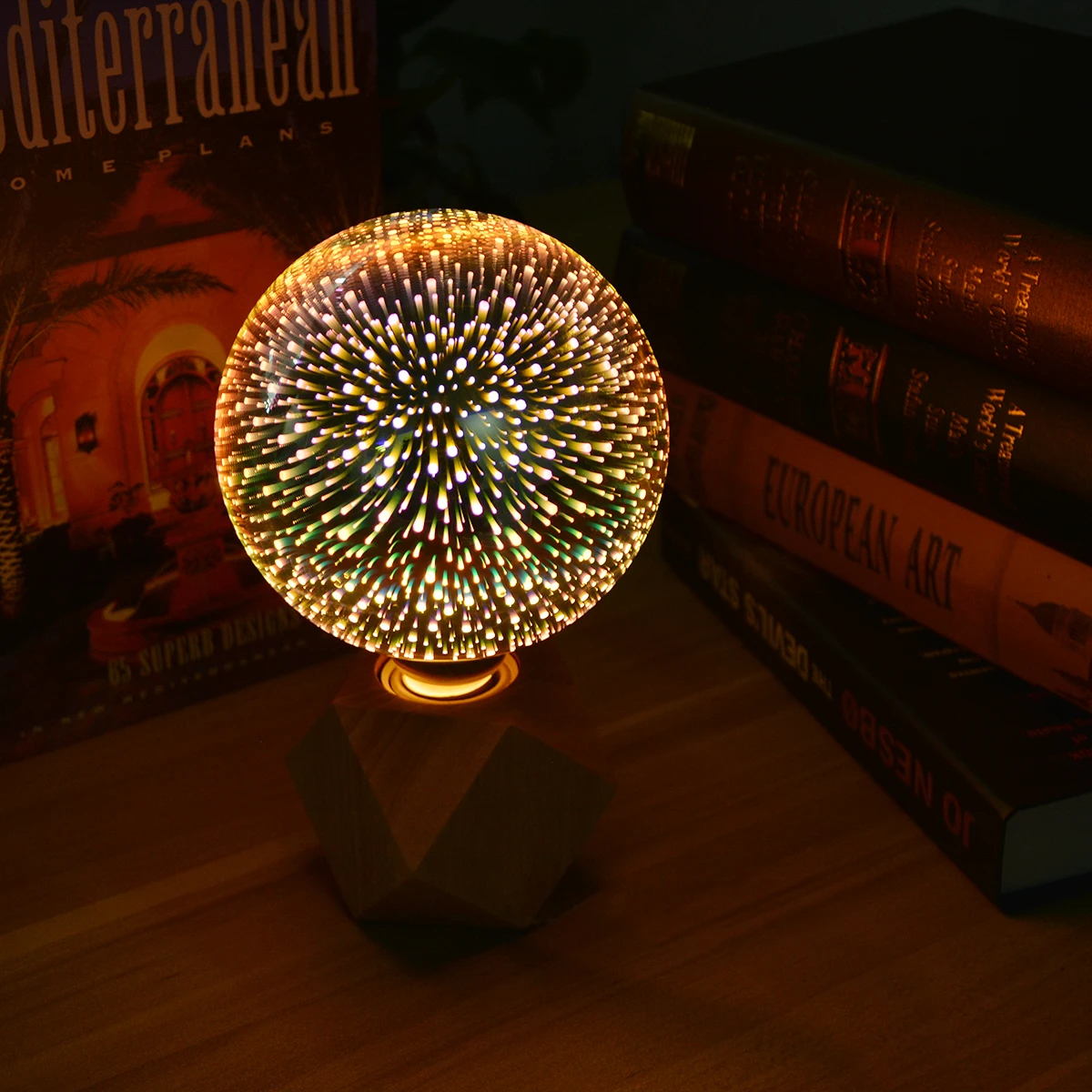 Realistic 3D Fireworks LED Bulb Lamps Globe Shape Vintage Incandescent Retro Effect E27 Base G80 G125 For Holiday Lighting Decor