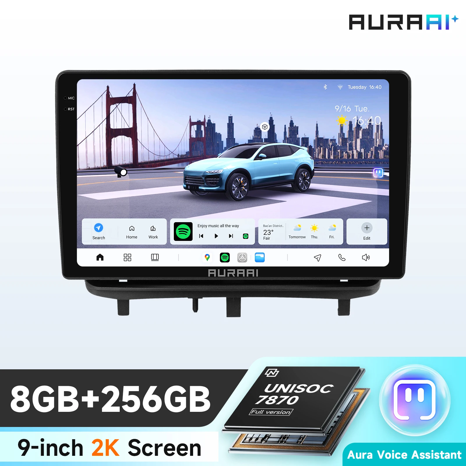AURAAI Intelligent Android 13 Car Radio For Opel Corsa D 2007 - 2012 AI Carplay 4G ADAS DSD 360Camera 2K Screen 8G 256G UIS7870