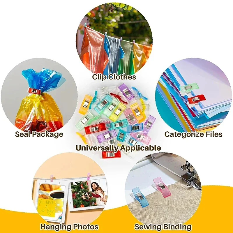 Sewing Clips Colorful Clips Polyvalent Plastic Crafts Crochet Knitting Safety Clothing Color Binding Clips