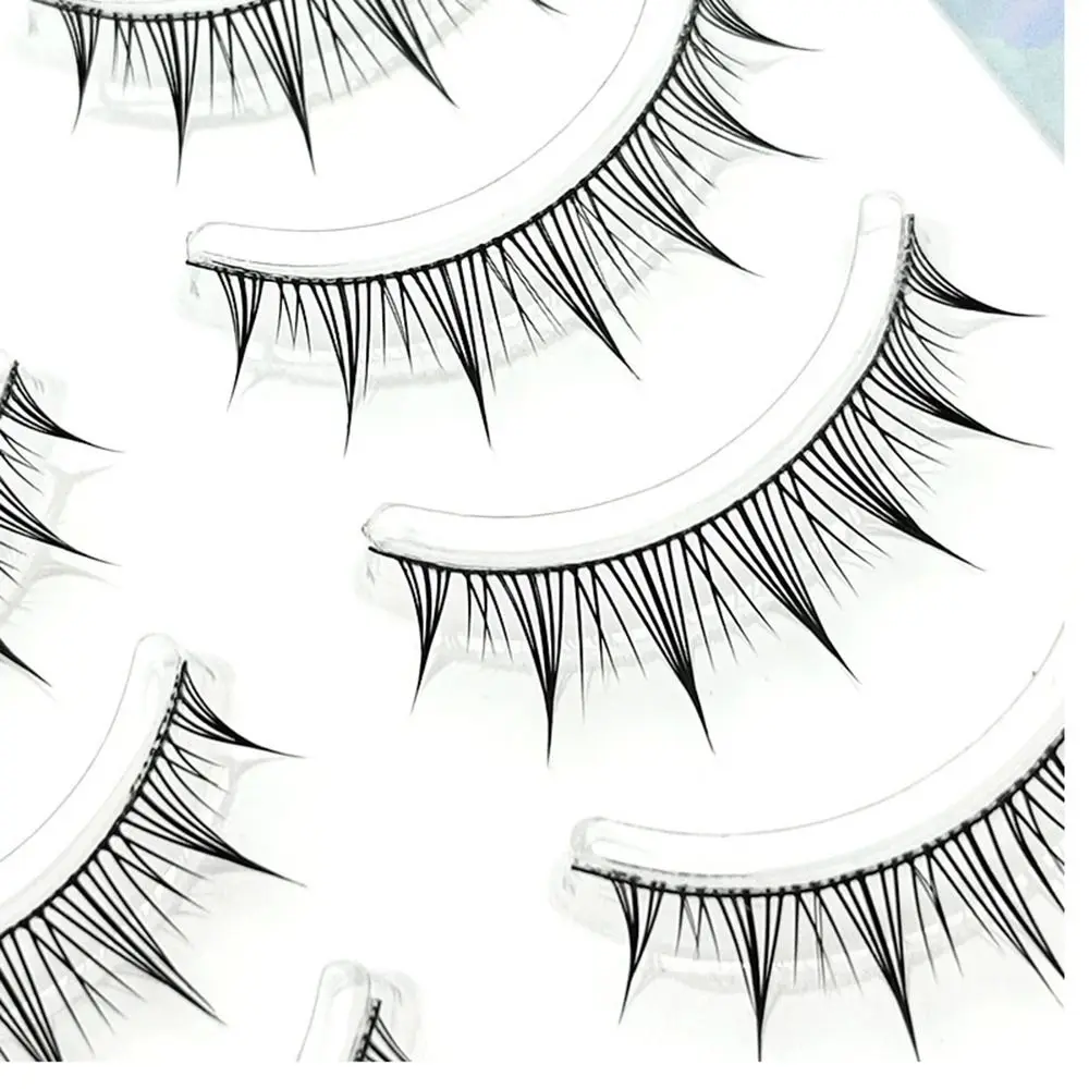 5 Pairs Waterproof Soft False Eyelashes Fluffy Portable Cosmetic Tool Natural Transparent Stem Comic False Eyelashes Girl